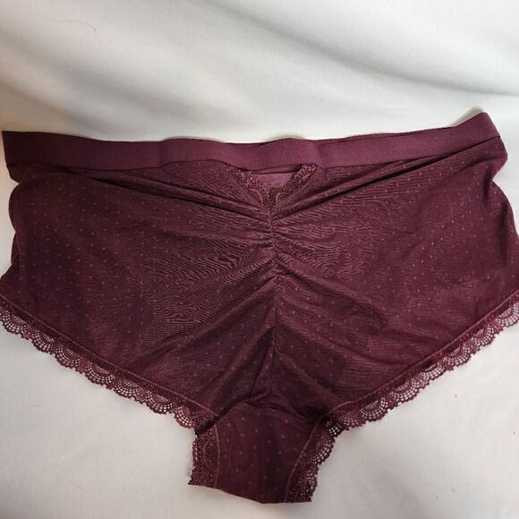 5X 28W Torrid Purple Brief Panty Lace Lingerie Mesh Dot Keyhole Plussize Boudior - Picture 3 of 7